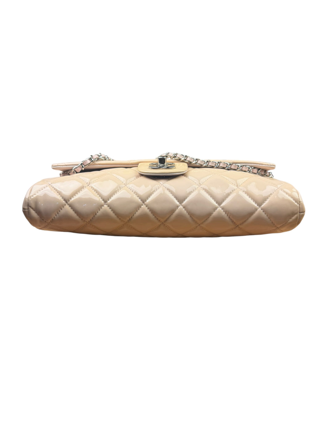 Chanel Beige Patent Quilted Clutch Flap 2013