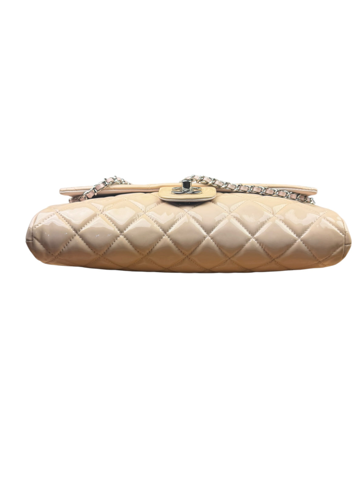 Chanel Beige Patent Quilted Clutch Flap 2013
