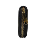Fendi Black Leather F Logo Zip-Around Long Wallet