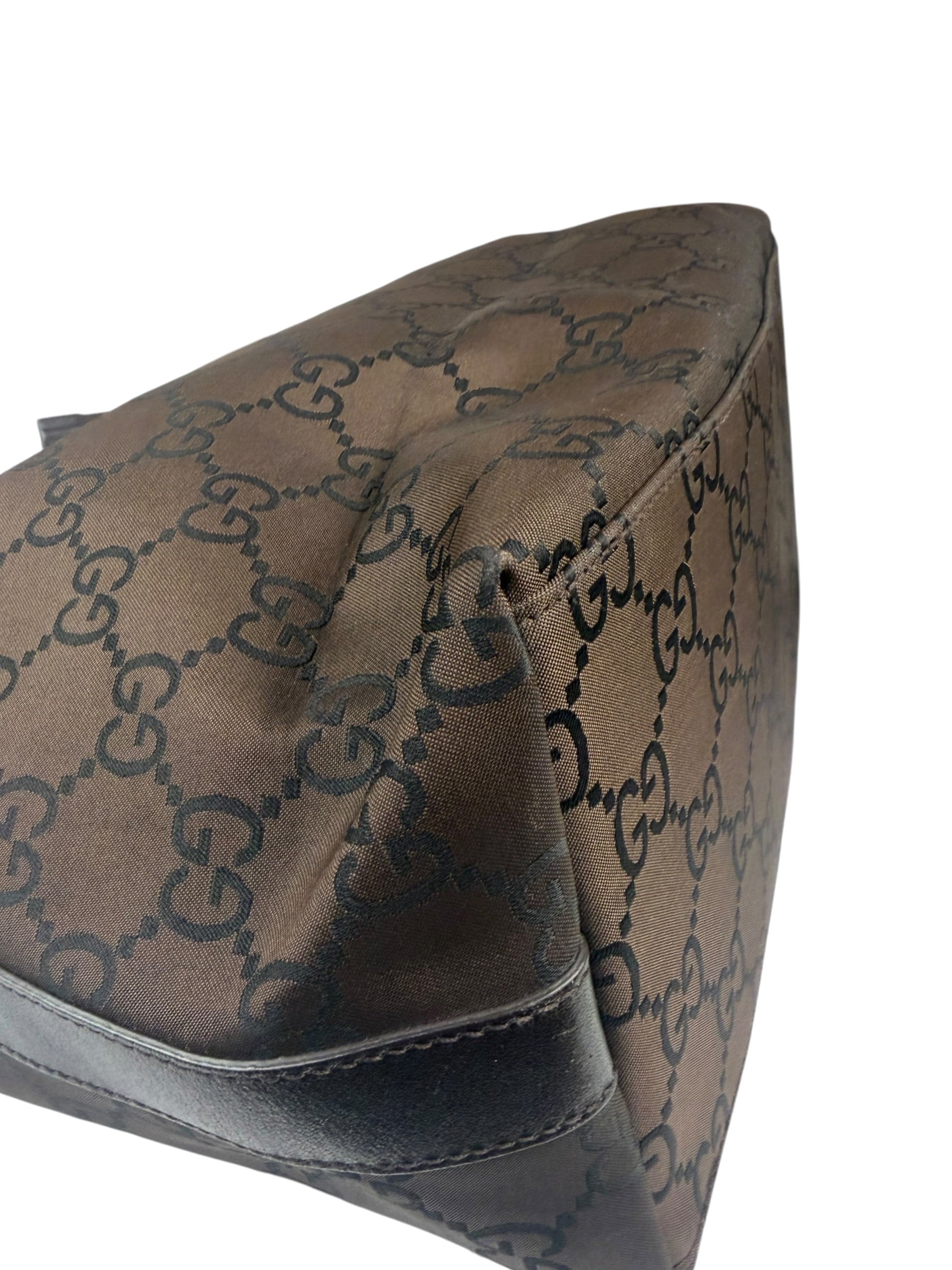 Gucci GG Monogram Brown Nylon Hobo Bag
