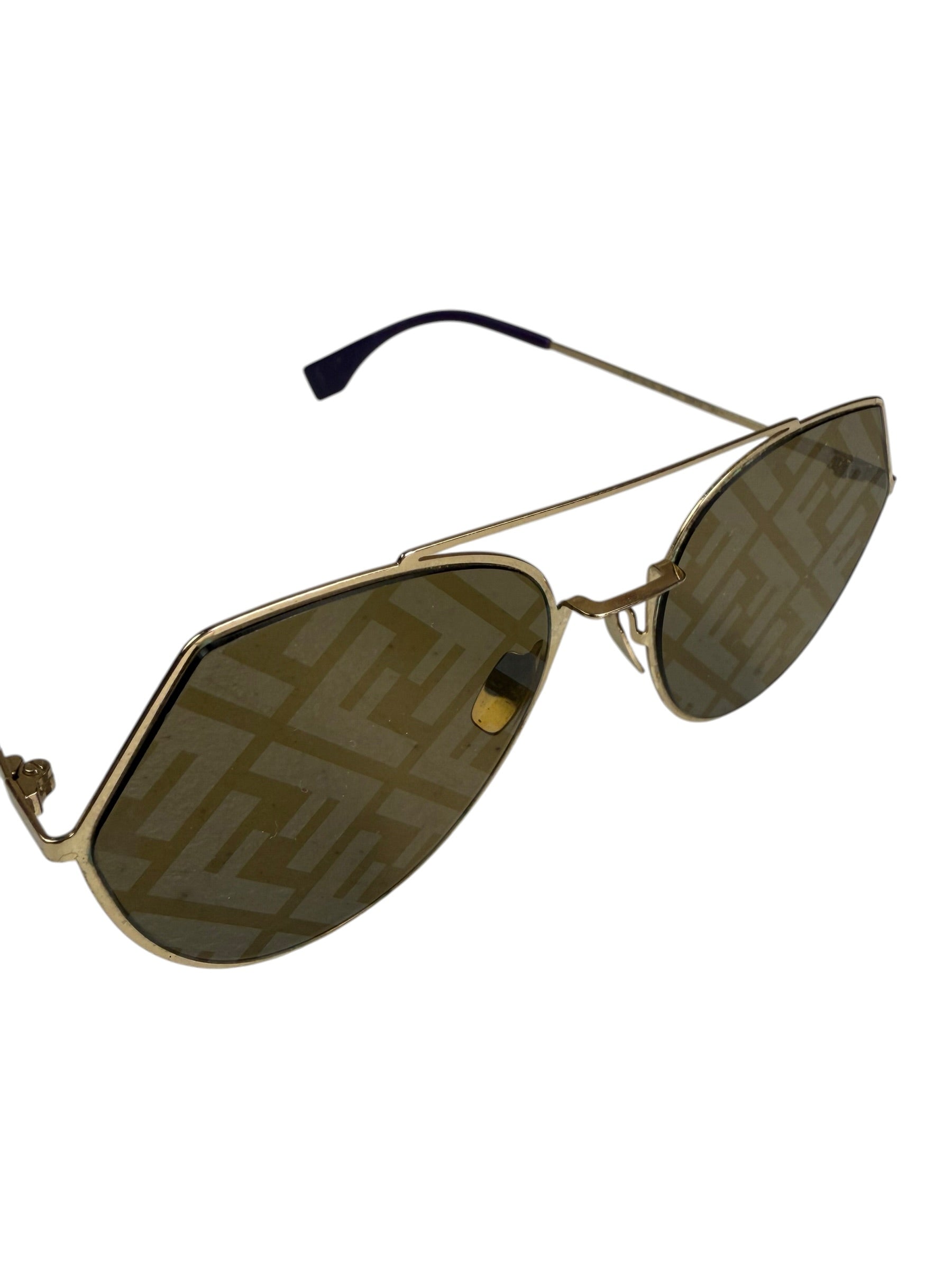 Fendi Gold-Toned Eyeline Aviator Sunglasses FF0494/S