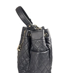 Chanel Navy Blue Leather Drawstring Bucket Two-Way Bag 2018