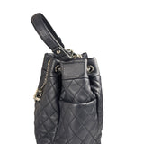 Chanel Navy Blue Leather Drawstring Bucket Two-Way Bag 2018
