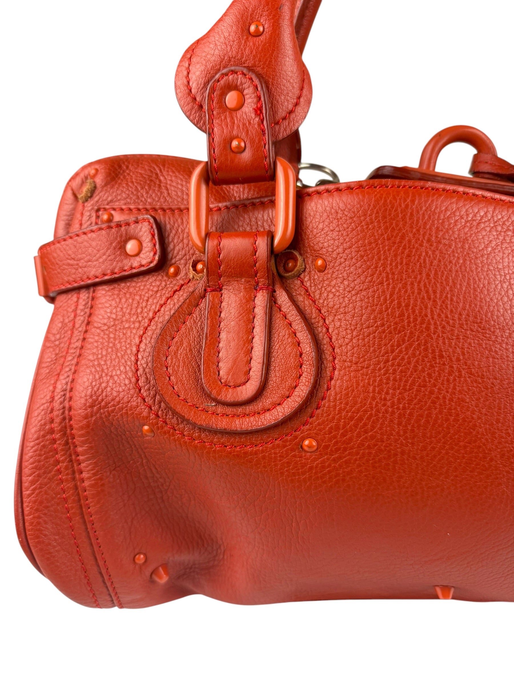 Chloé Vintage Red Leather Paddington Bag (Broken Lock