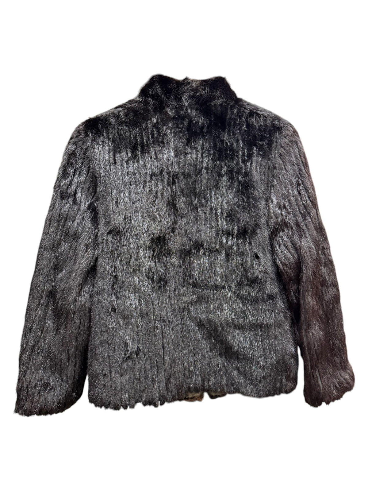 Vintage Saga Dark Brown Mink Zip-Up Striped Coat