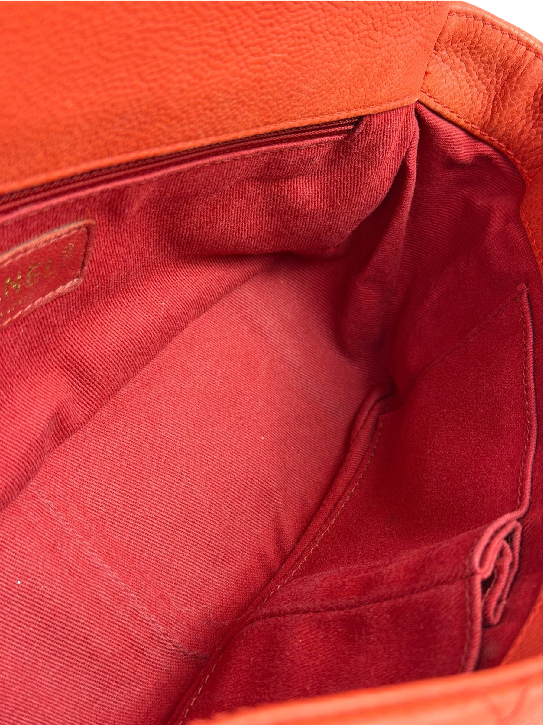 Chanel Red Quilted Caviar Leather Timeless Shoulder Bag 2012