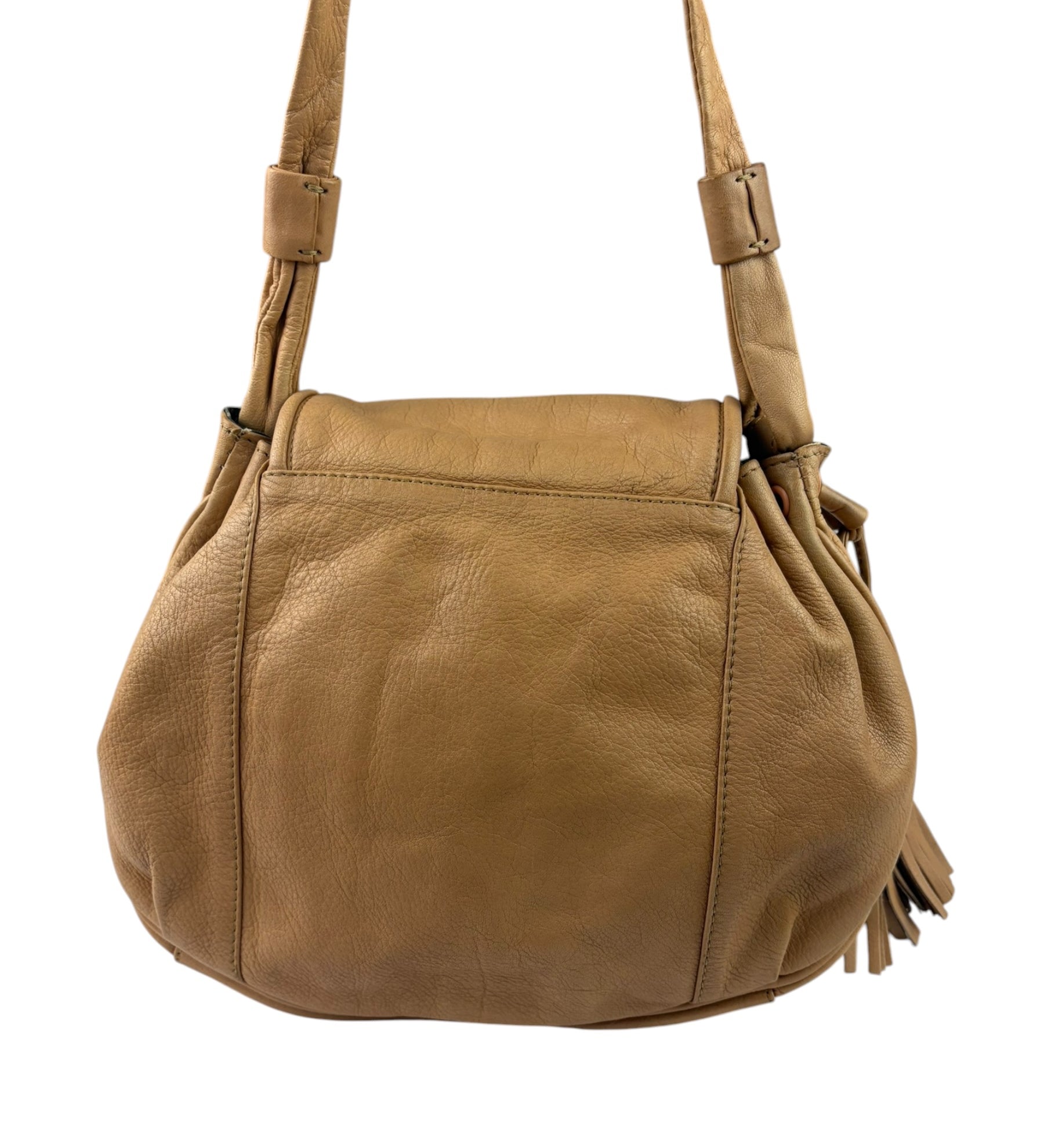 Chloe Orange Beige Calfskin See By Chloe Cherry Drawstring Saddle Crossbody Bag