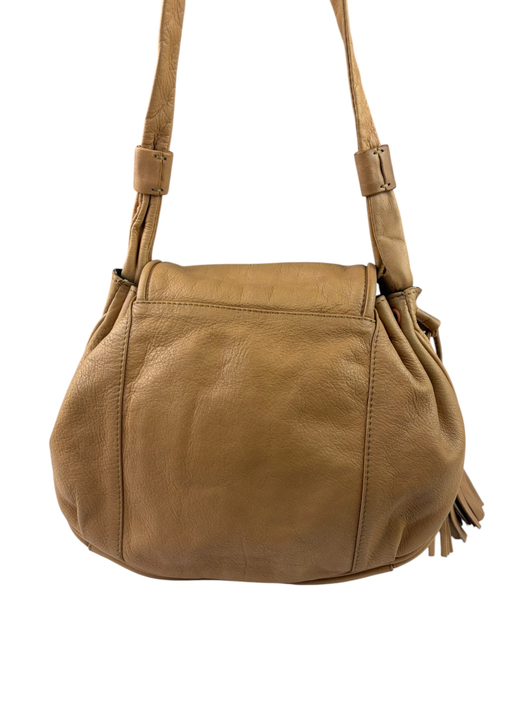 Chloe Orange Beige Calfskin See By Chloe Cherry Drawstring Saddle Crossbody Bag