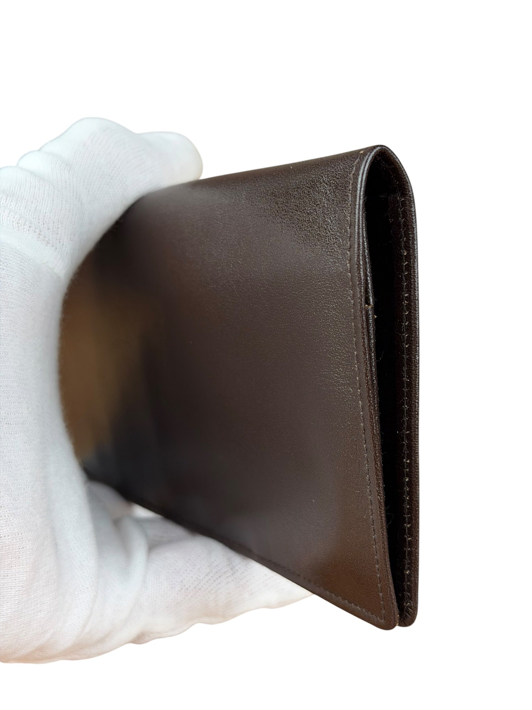 Christian Dior Brown Leather Bifold Checkbook Wallet