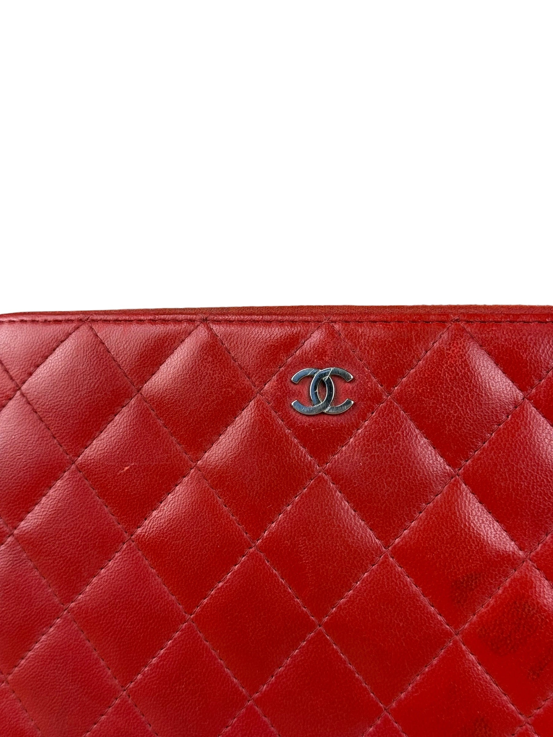 Chanel Red Quilted Leather Long Organizer Wallet 2010