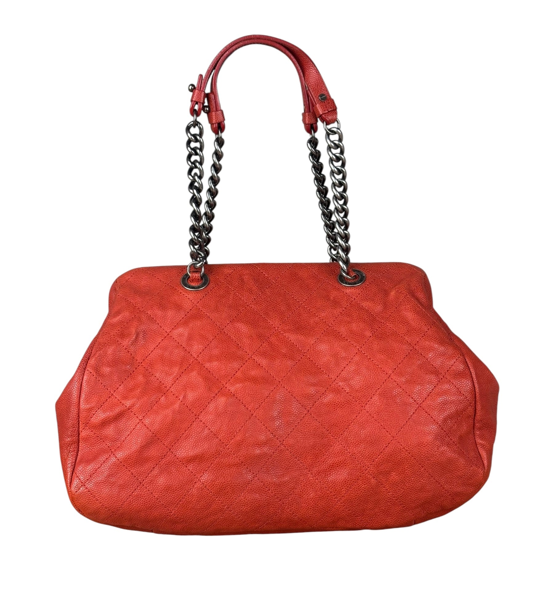 Chanel Red Caviar Quilted Medium Frame Shoulder Bag 2011