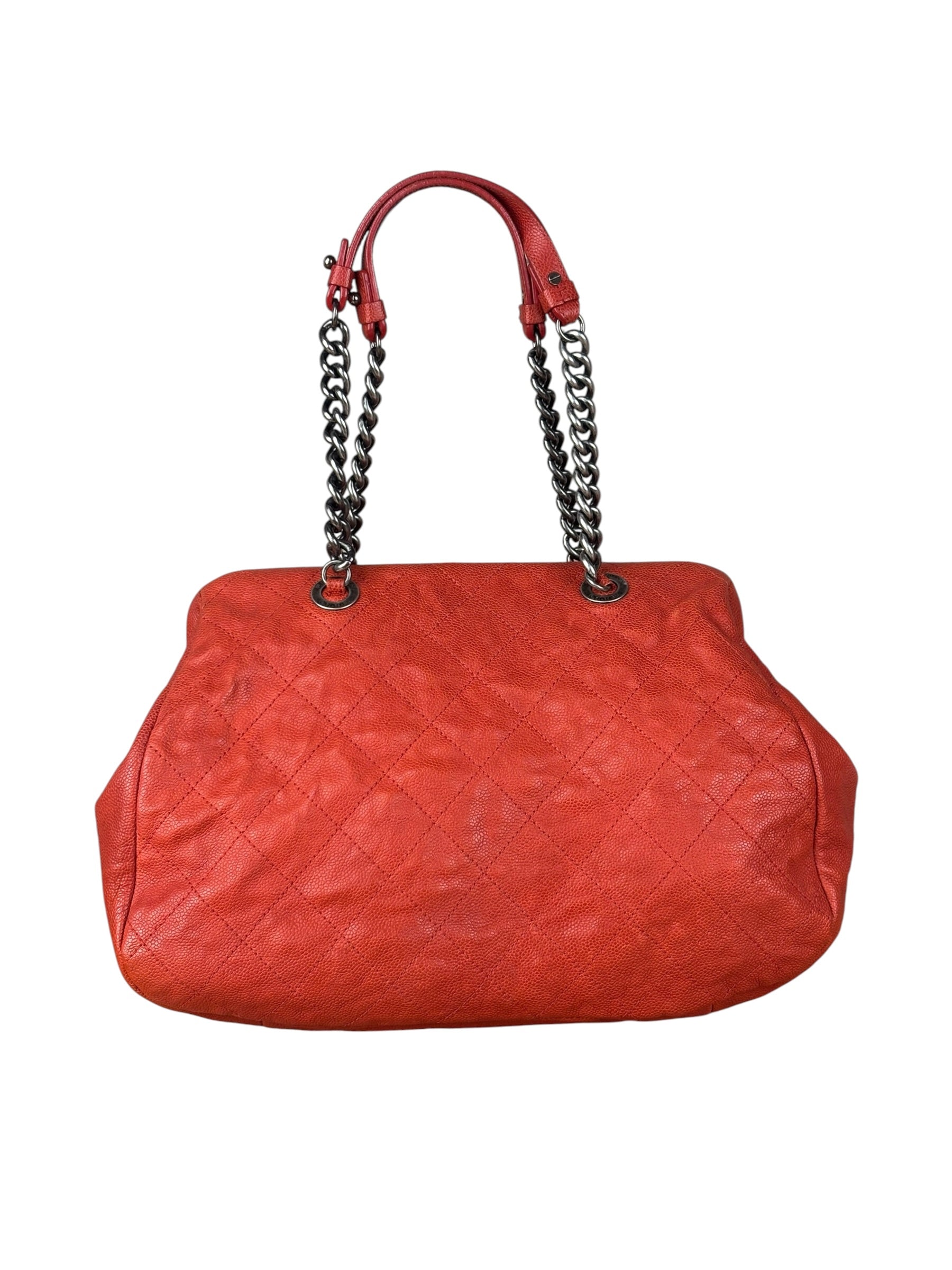 Chanel Red Caviar Quilted Medium Frame Shoulder Bag 2011