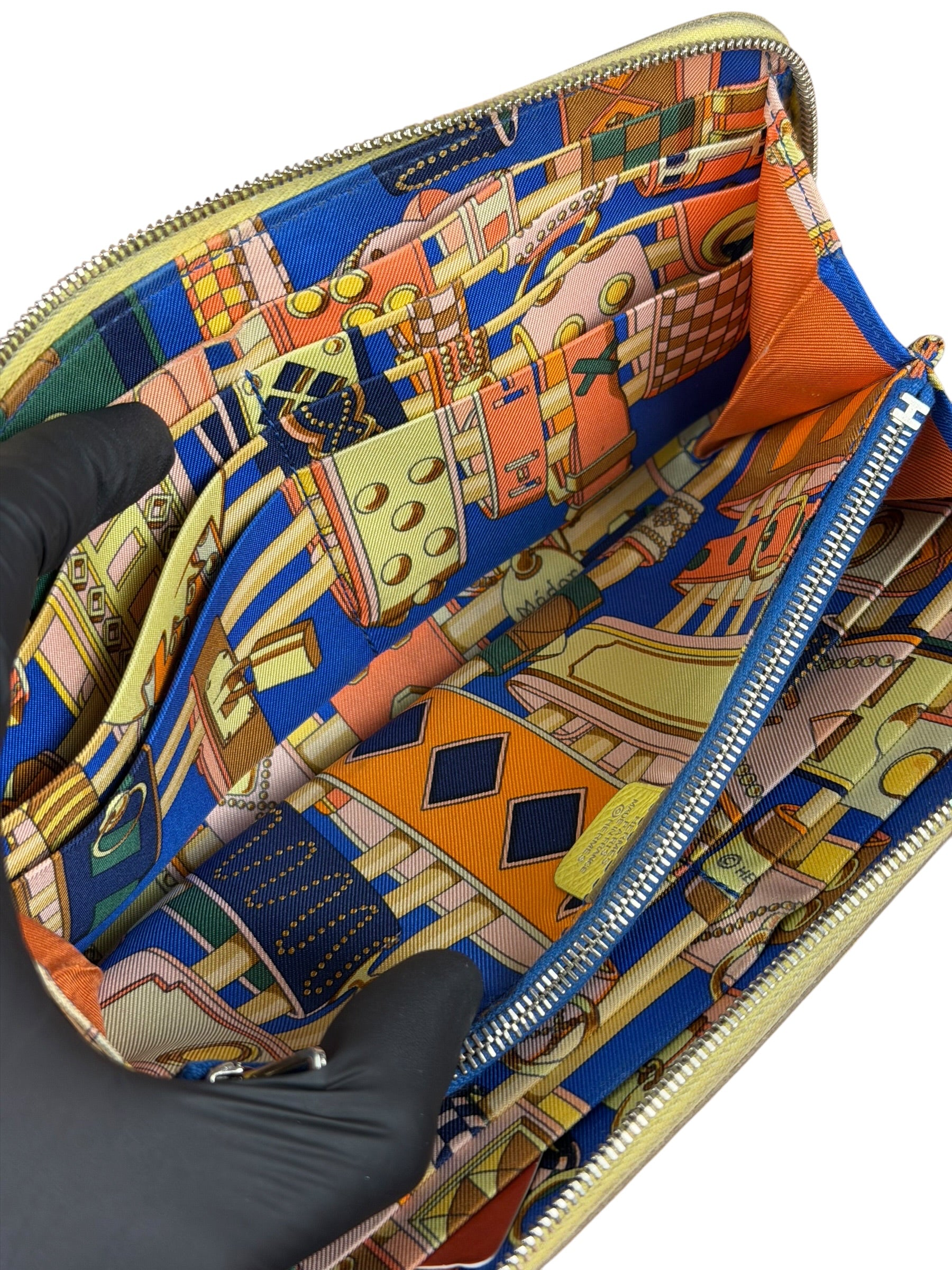 Hermes Yellow Leather Silk'In Classique Long Wallet