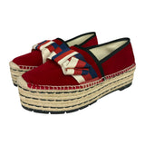 Gucci Red Velvet Pilar Platform Espadrilles