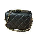 Chanel Mini Golden Plate Quilted Vanity Bag