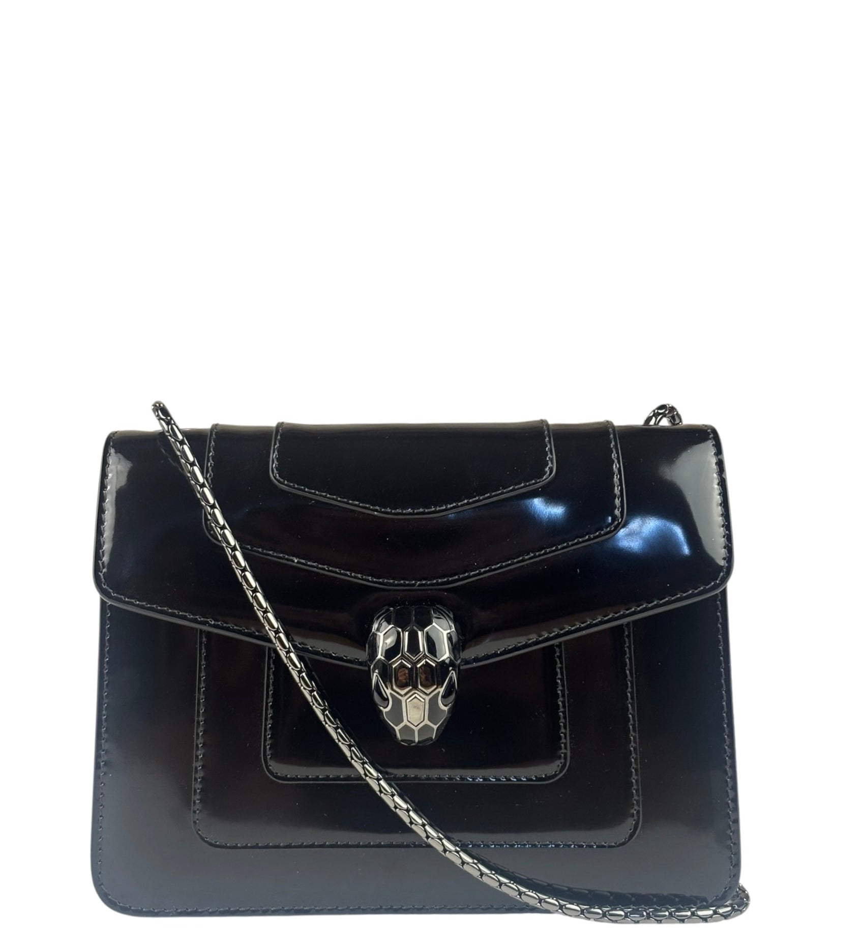 Bvlgari Black Patent Leather Small Serpenti Crossbody Bag