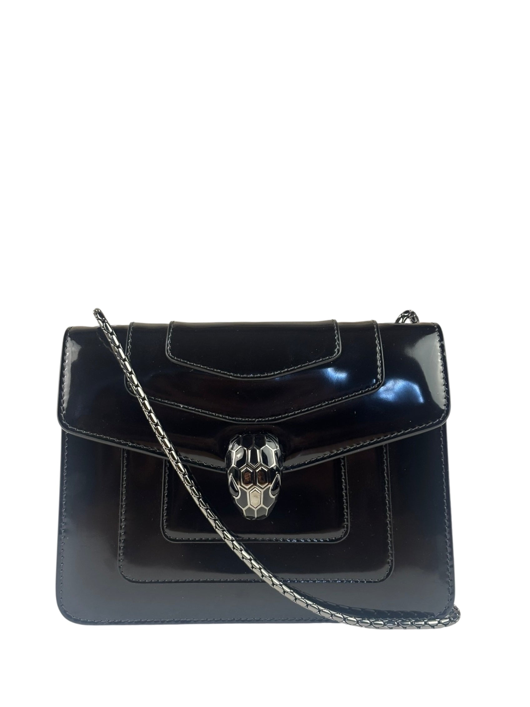 Bvlgari Black Patent Leather Small Serpenti Crossbody Bag