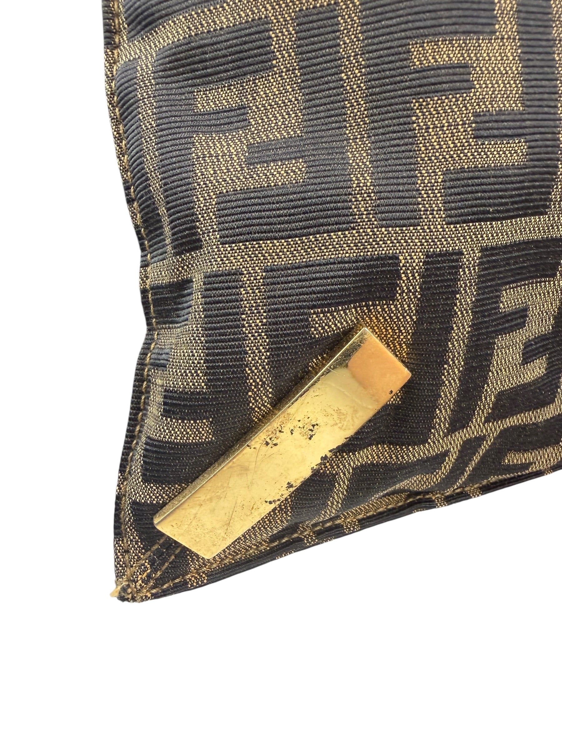 Fendi Brown Leather Trim Canvas  Zucca Tote Bag
