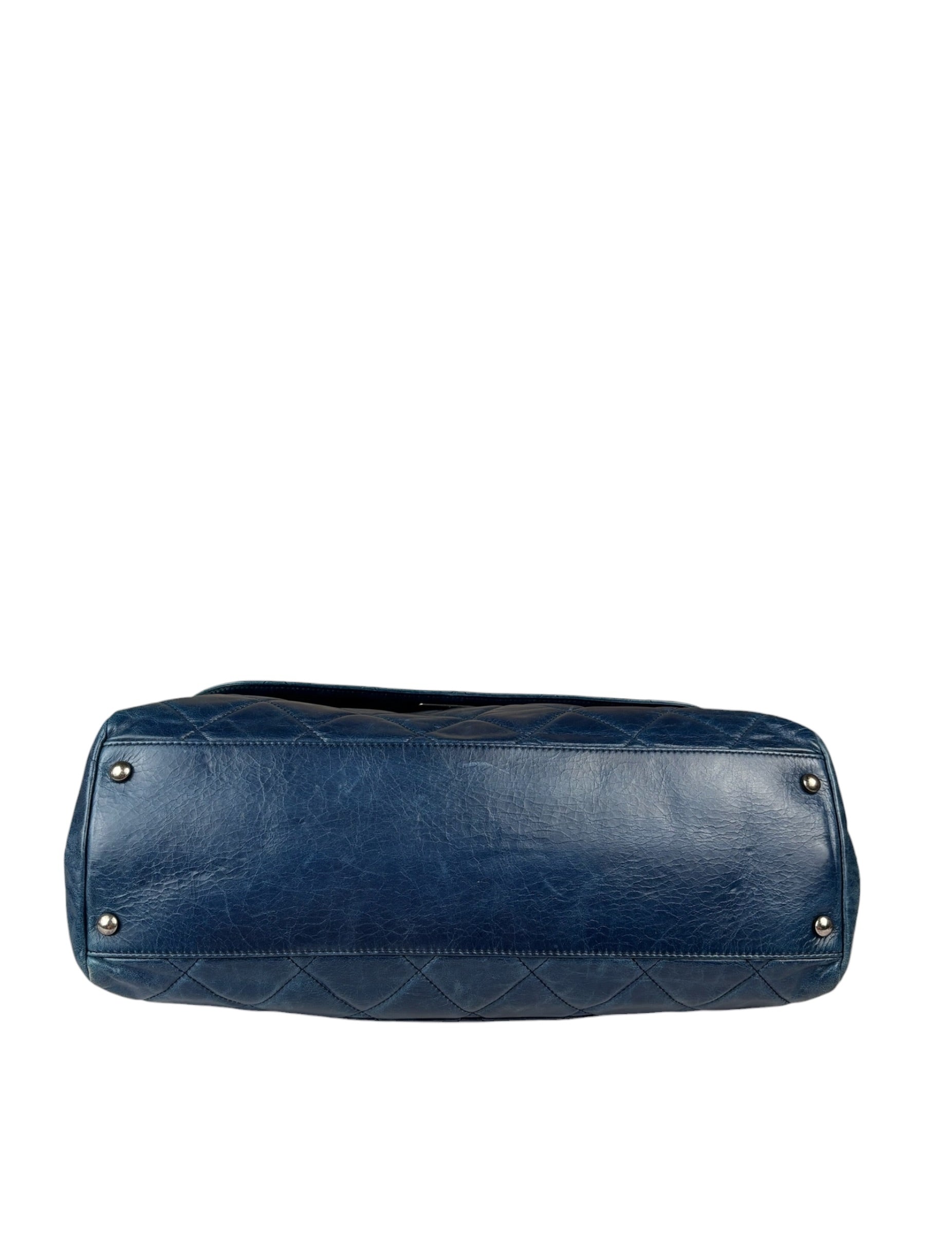 Chanel Blue Quilted Calfskin Large Convertible Boy Two-Way Bag 2012