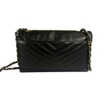 Chanel Black Calfskin Chevron Envelop Flap Bag 2019