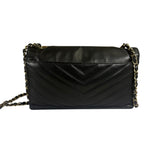 Chanel Black Calfskin Chevron Envelop Flap Bag 2019