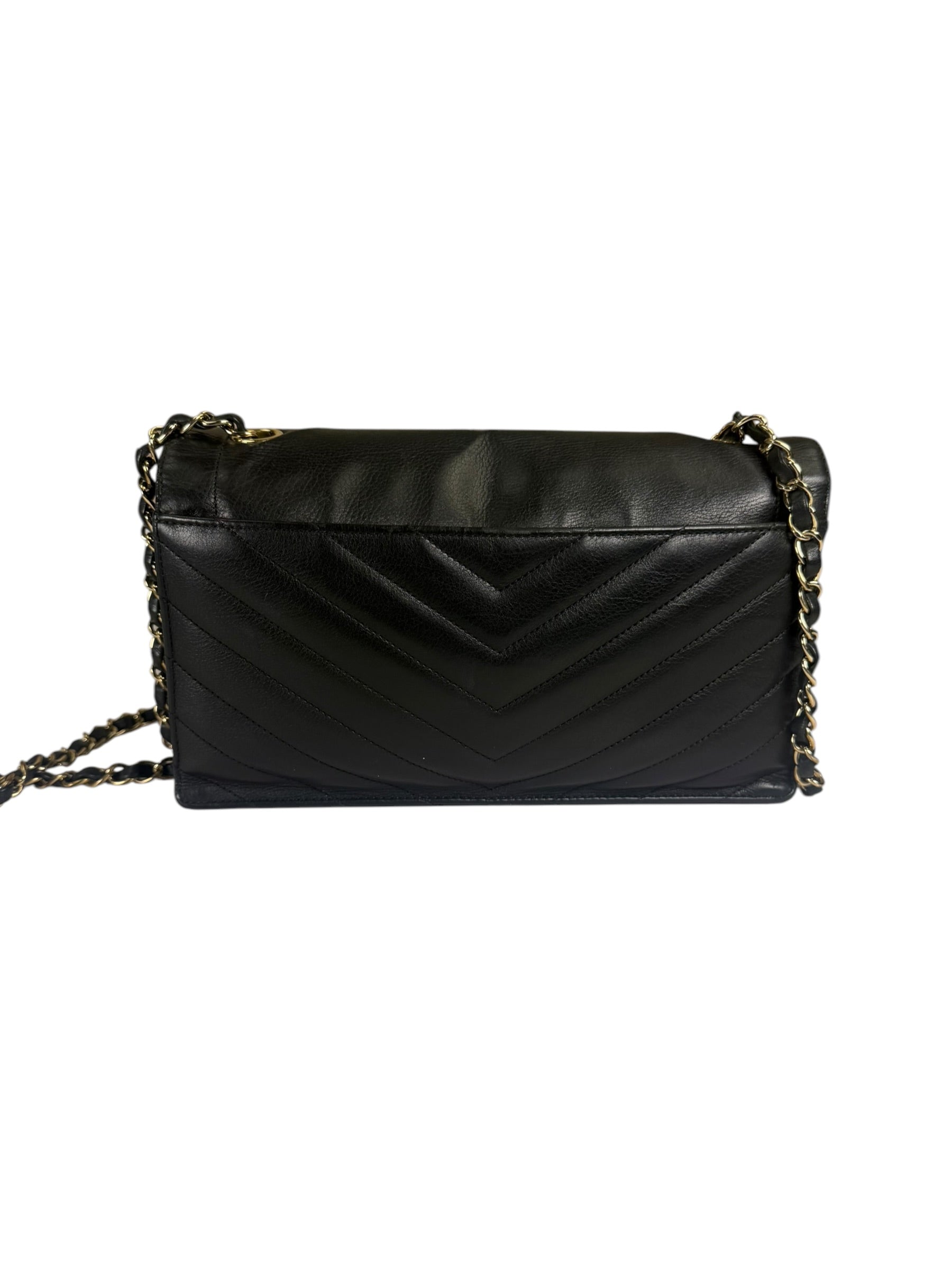 Chanel Black Calfskin Chevron Envelop Flap Bag 2019