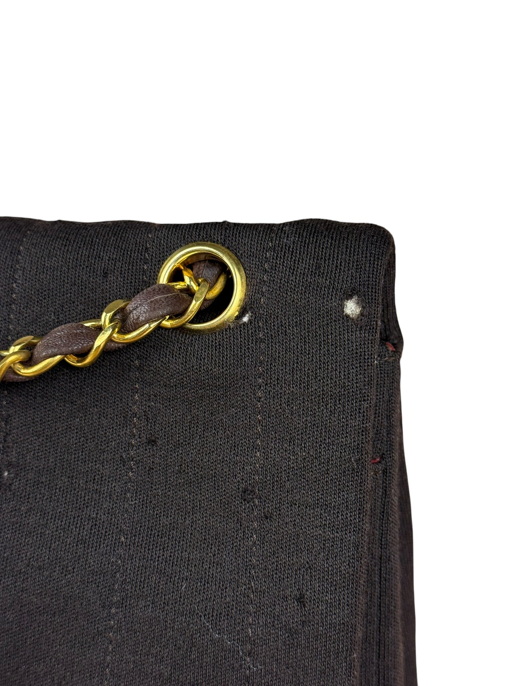 Chanel Brown Vertical Stitch Two-Toned CC Double Flap Bag 90s