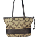 Coach Brown Leather Trim Signature Canvas Tote Bag