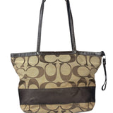 Coach Brown Leather Trim Signature Canvas Tote Bag