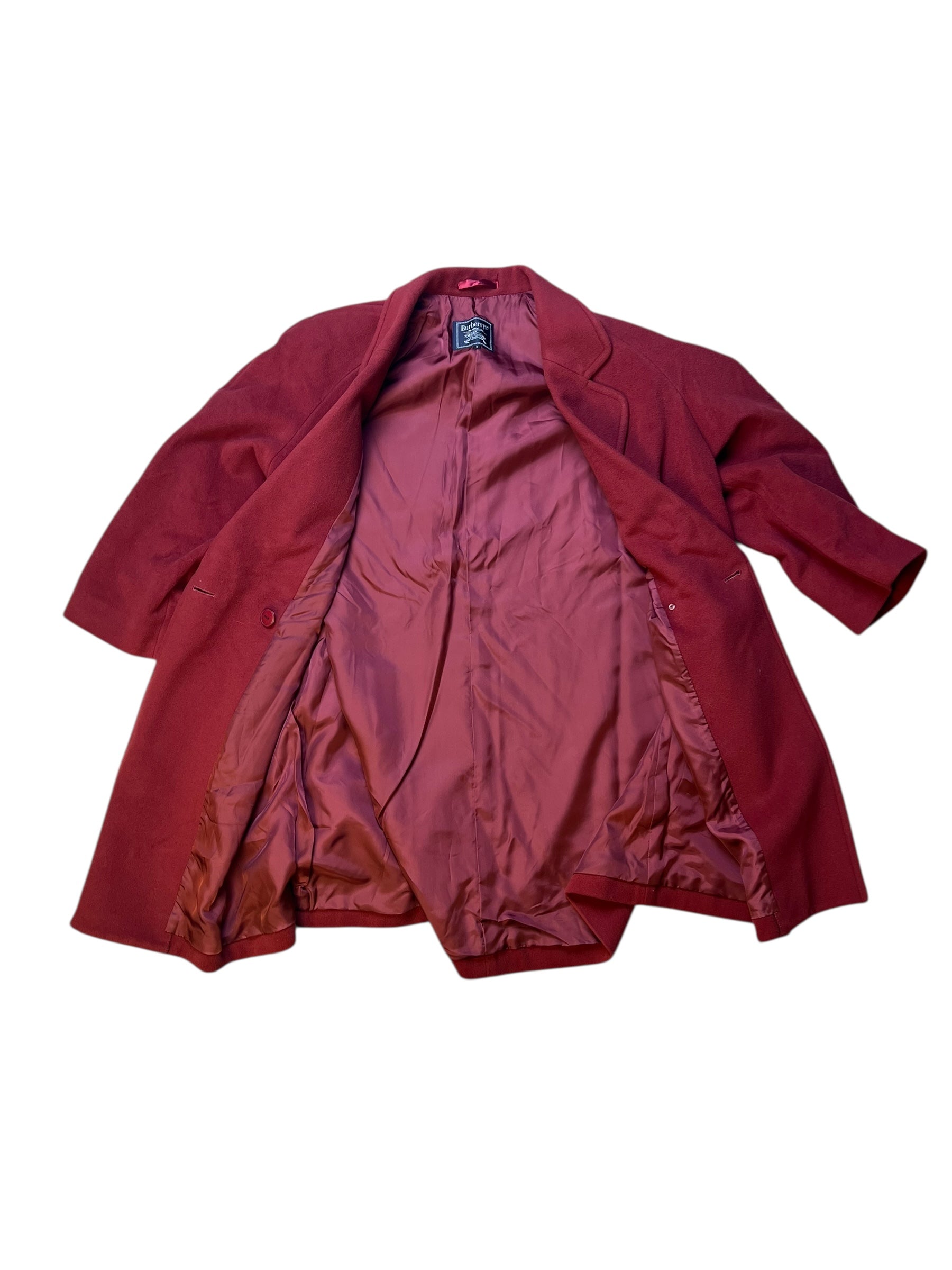 Burberry Vintage Dark Red Wool Mid Length Coat