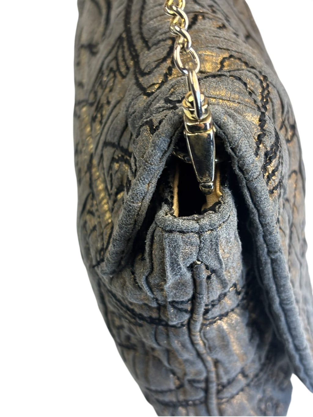 Vivienne Westwood Grey/Gold Jacquard Orb Pattern Flap Bag