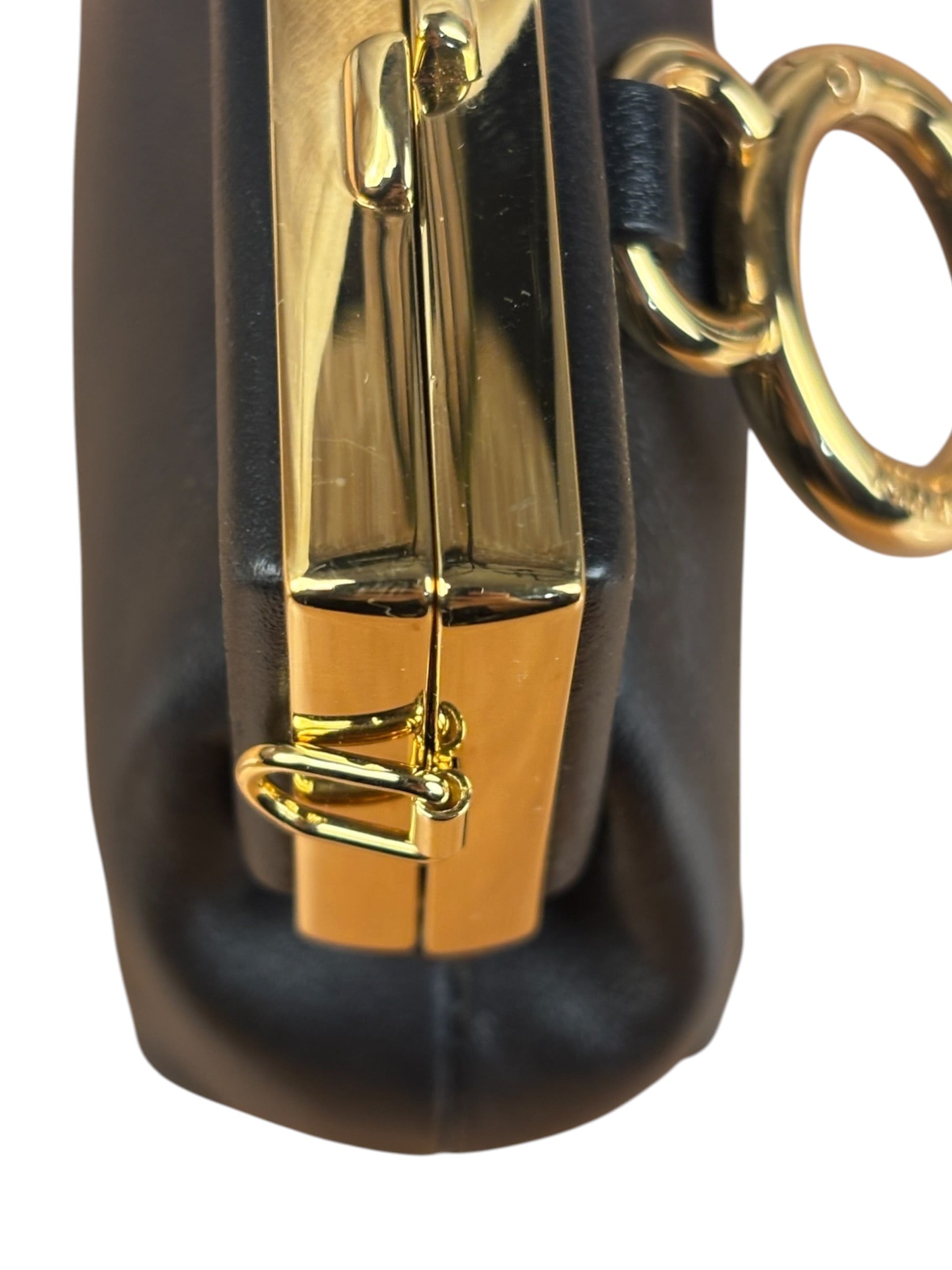 Fendi Black Leather Nano First Charm Shoulder Bag