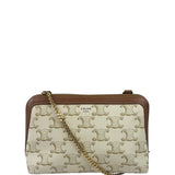 Celine Beige/Brown Leather Triomphe Chain Clutch
