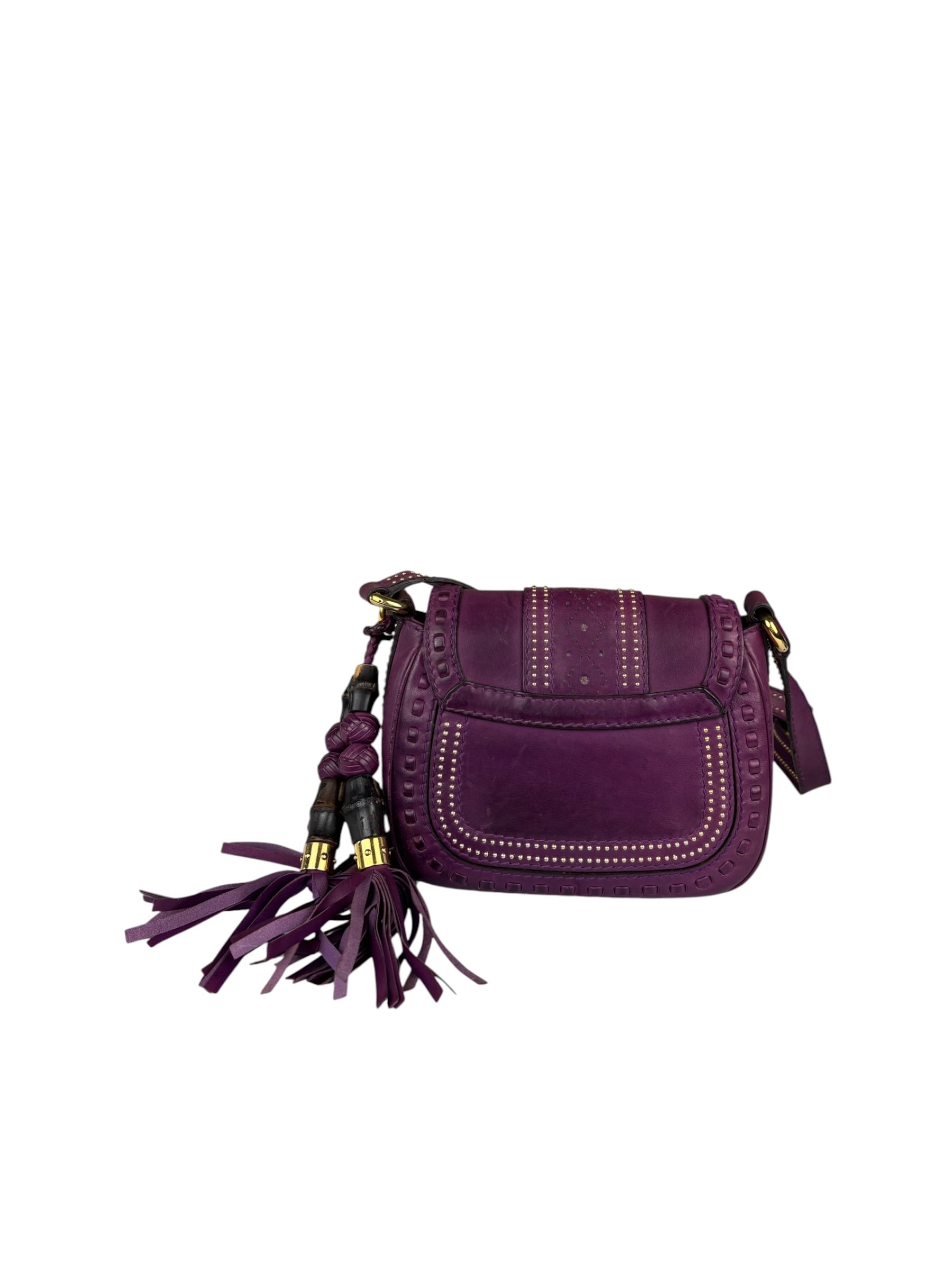 Gucci Vintage Purple Leather Small Snaffle Bit Shoulder Bag