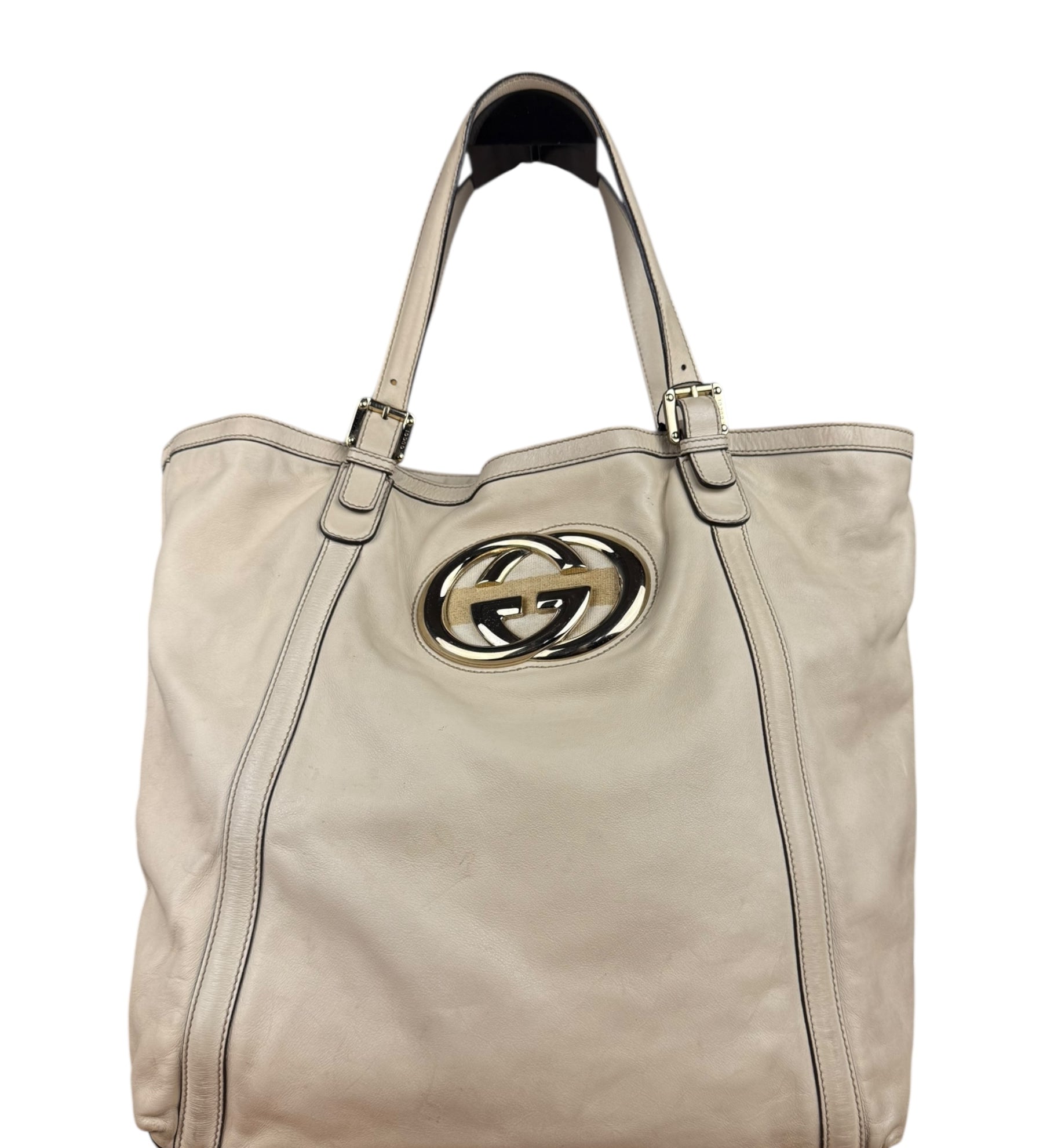 Gucci Britt Leather Tote Beige