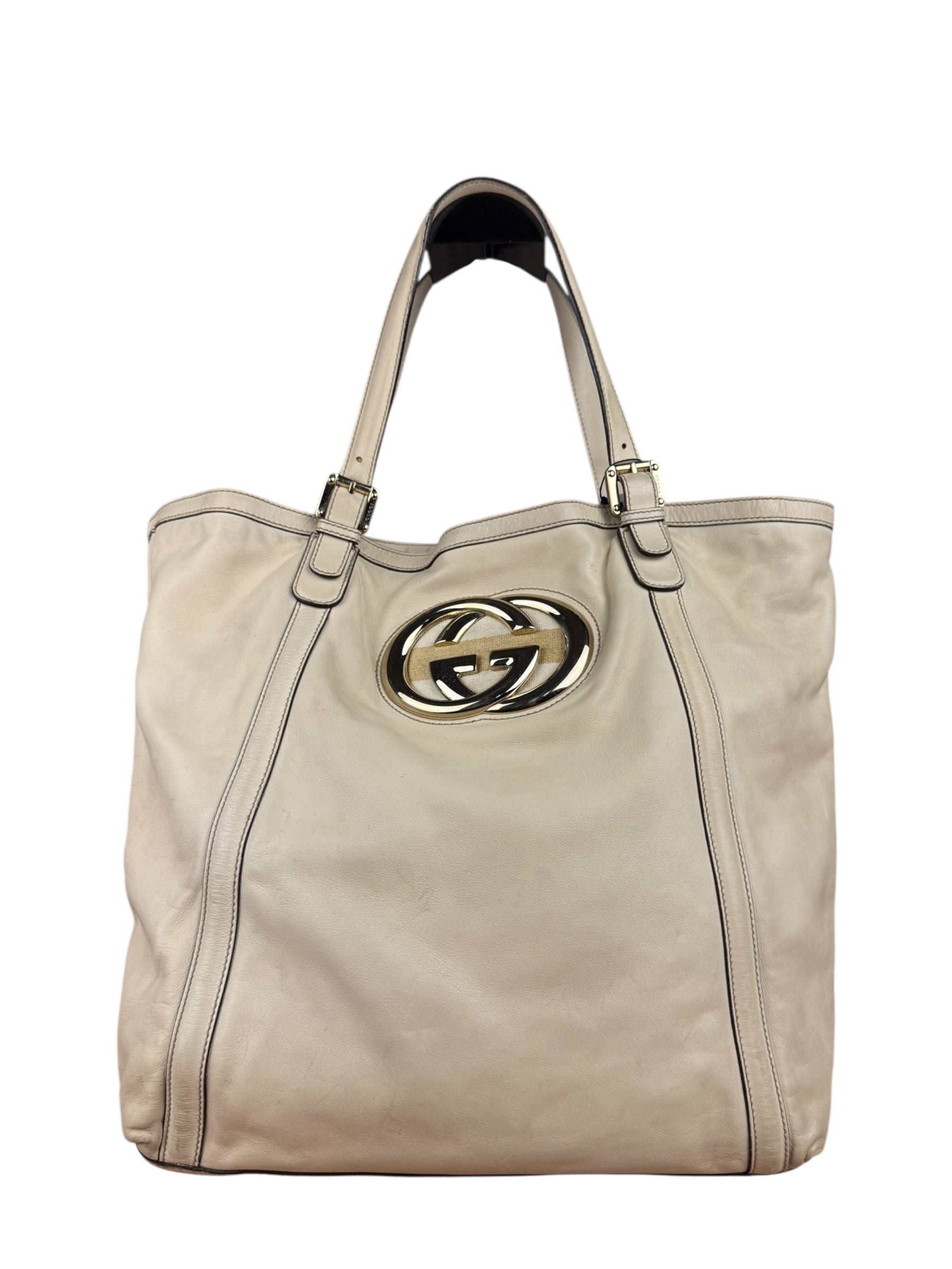 Gucci Britt Leather Tote Beige