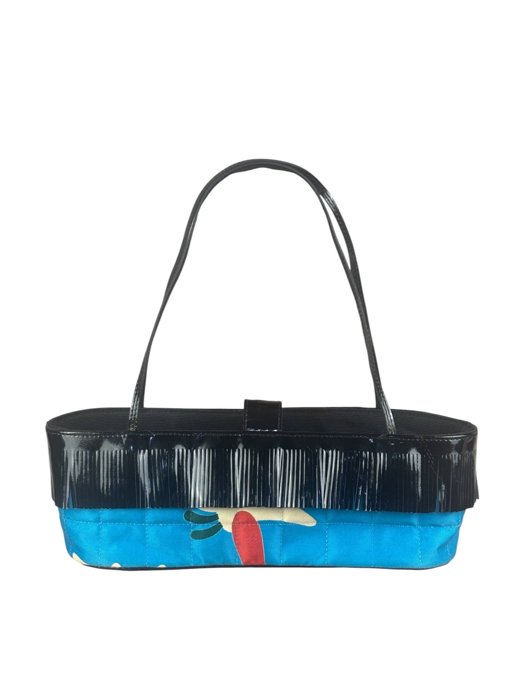 Chanel Vintage Patent Leather Fringe Mini Coco Bar Tote Bag 1998