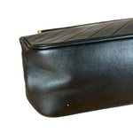 Chanel Vintage Black Chevron Leather Chain Bag