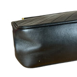 Chanel Vintage Black Chevron Leather Chain Bag