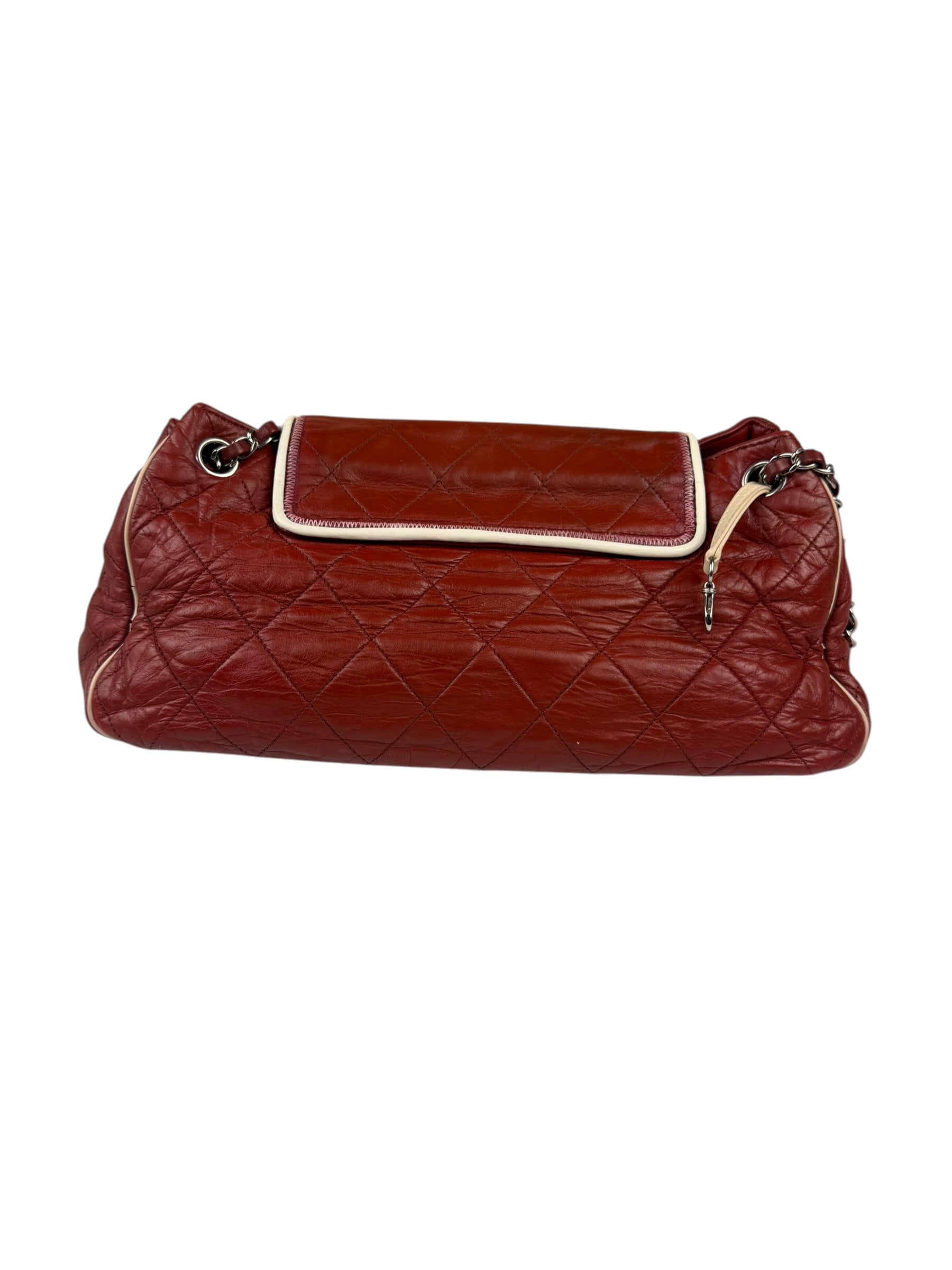 Chanel Burgundy East West Accordion Flap Bag