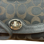 Coach Vintage Black Leather Trim C Canvas Flap Snap Clutch Wristlet