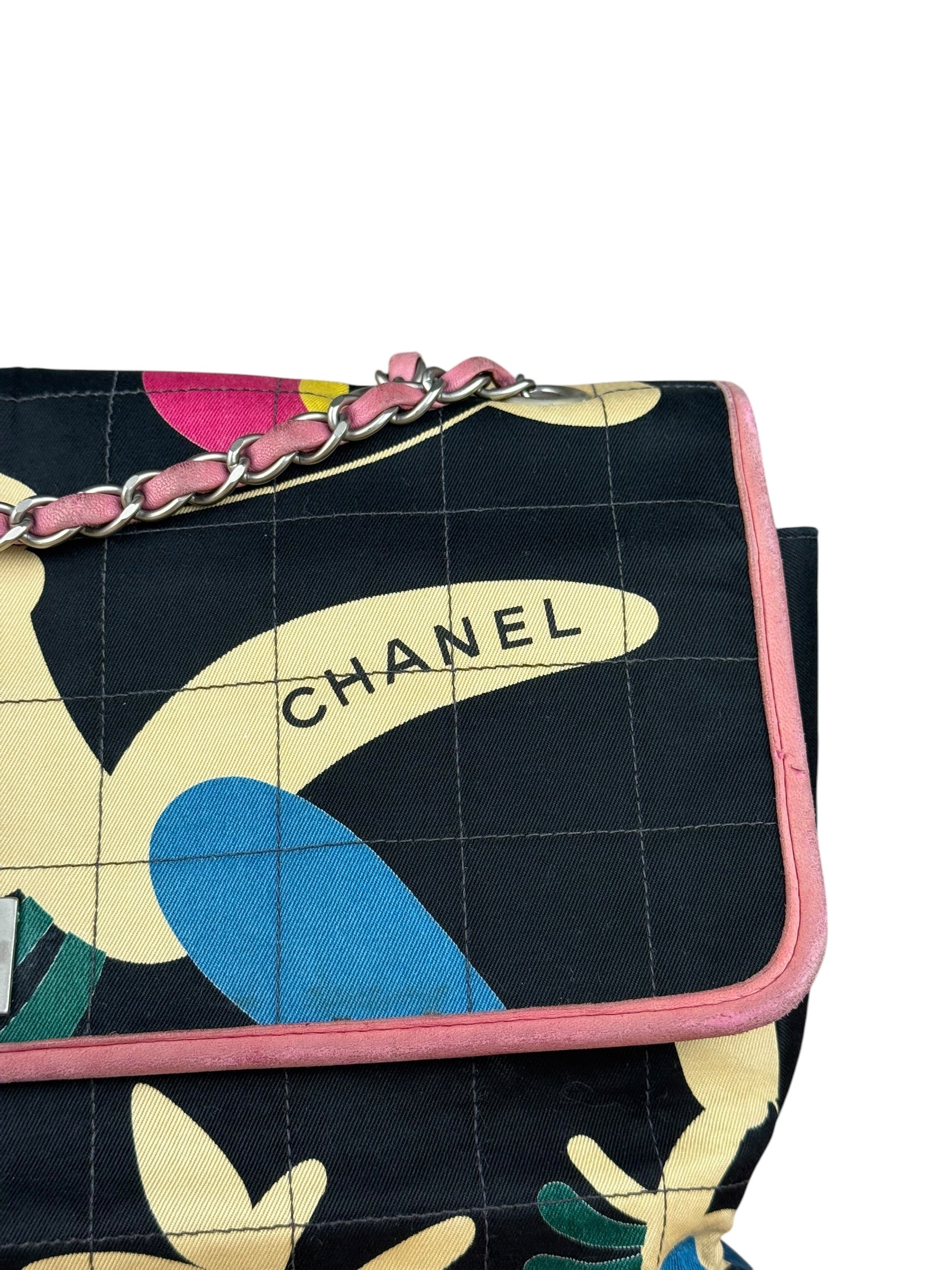 Chanel Multicolor Canvas Bird Print 2.55 Flap 2001