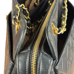 Chanel Vintage Black Quilted Leather Grand Shopping Tote/Shoulder Bag-1990