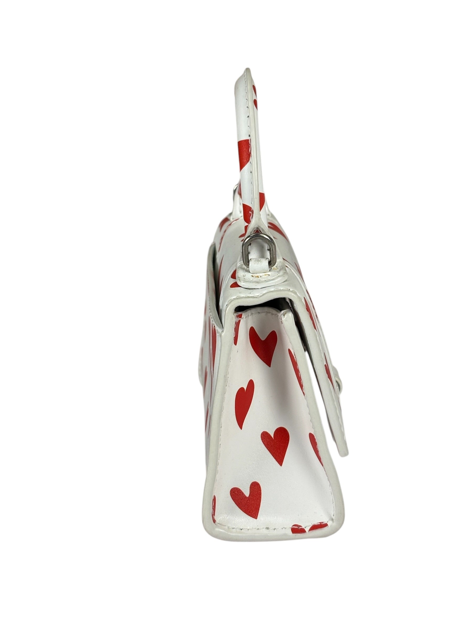 Balenciaga White Leather Hourglass Heart Nano Two-Way Bag