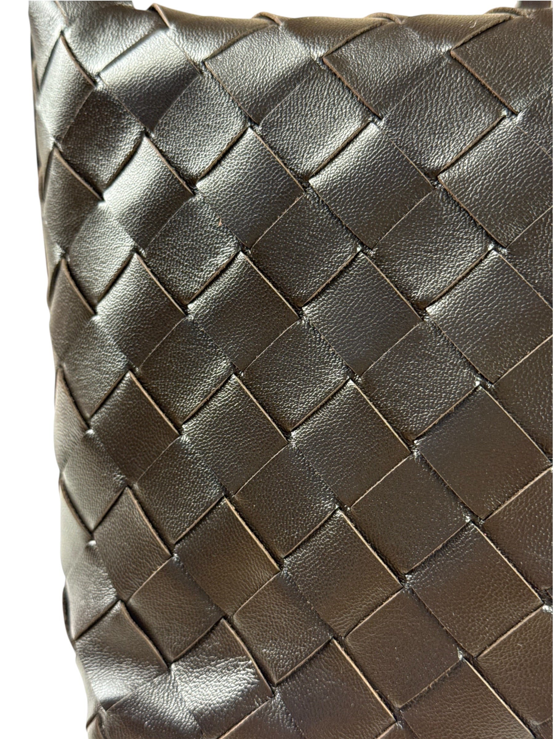 Bottega Veneta Brown Leather Intrecciato Mini Wallace Hobo Bag