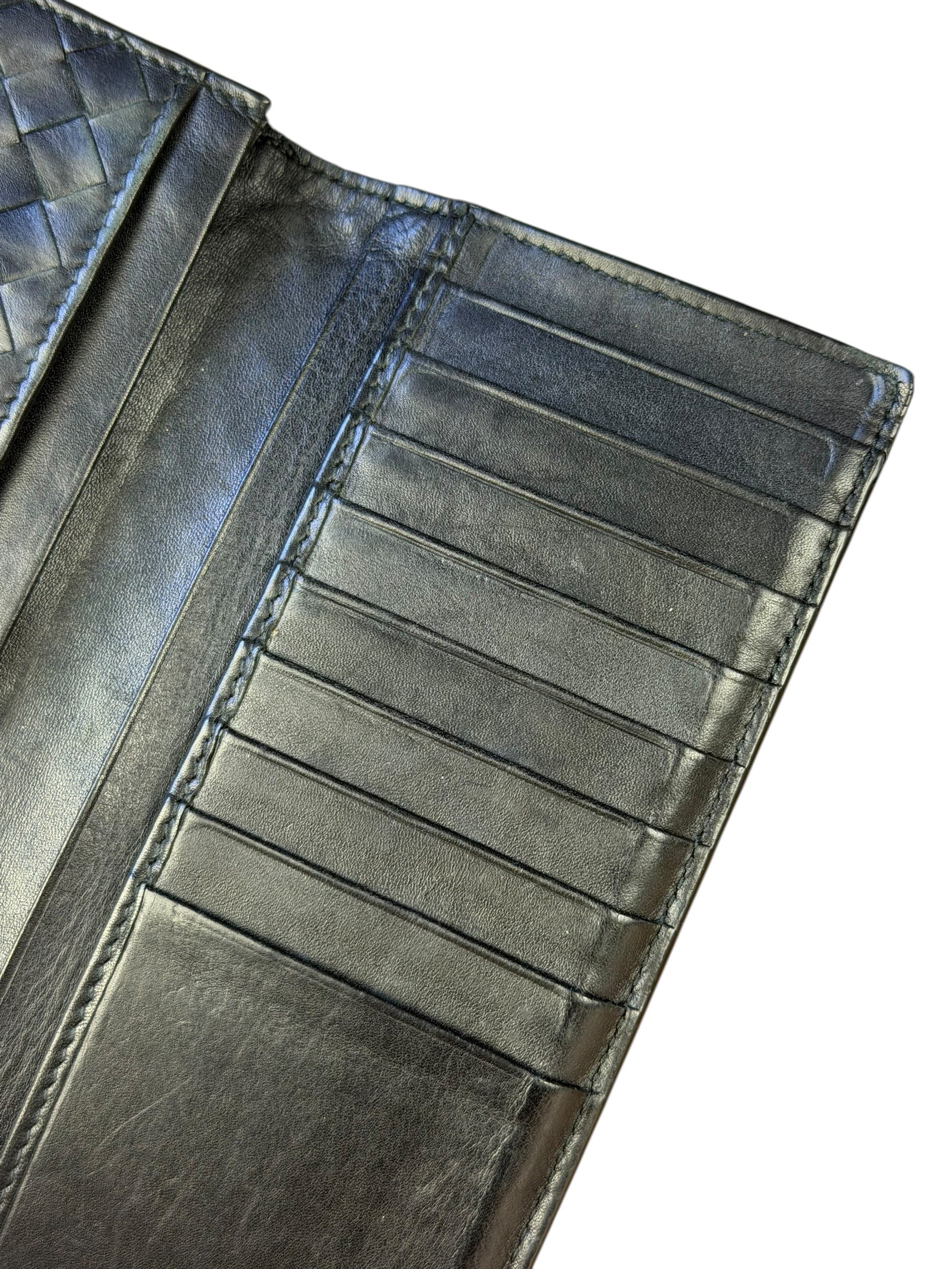 Bottega Veneta Black Intercciato Long Wallet