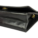 Chanel Vintage Black Lizard Leather Chain Flap Bag 1987