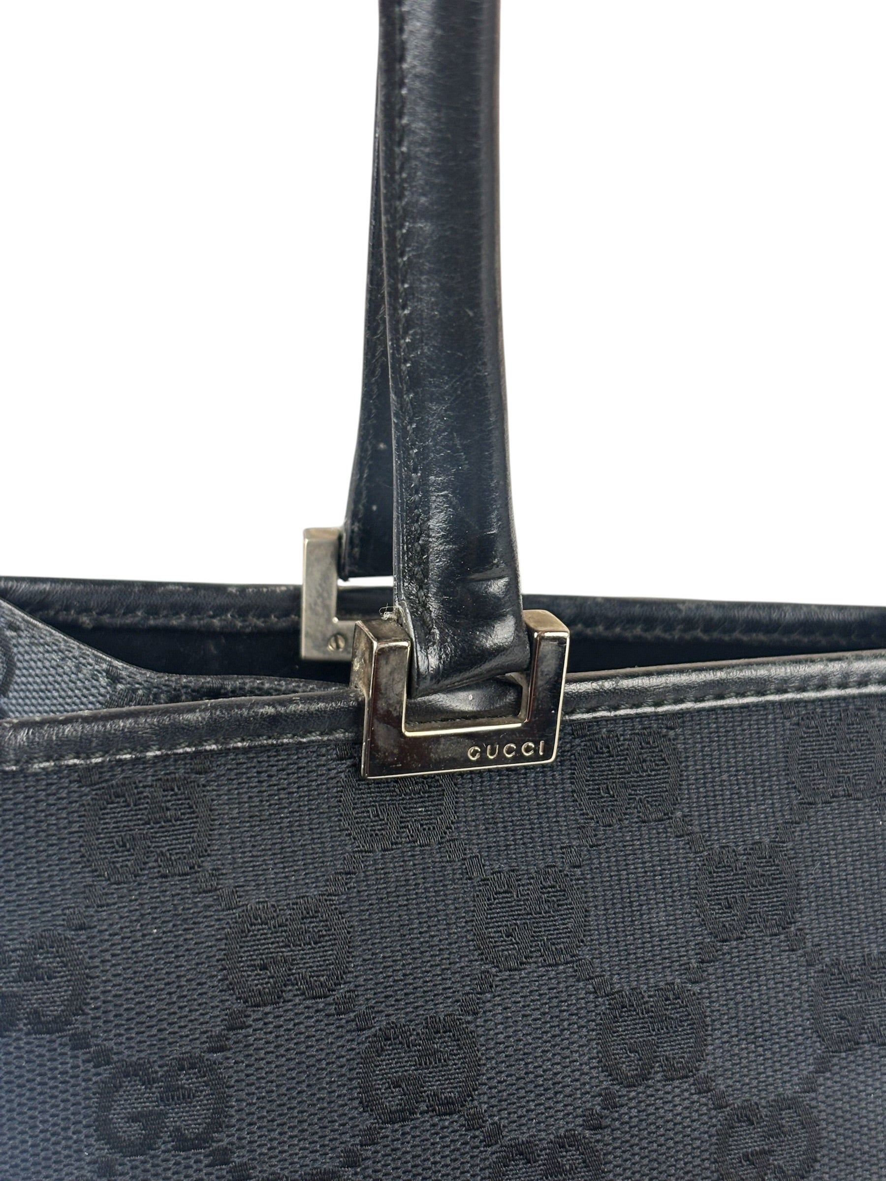 Gucci GG Black Canvas Vintage Jackie Tote Handbag