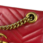 Gucci GG Red Marmont Matelasse Shoulder Bag