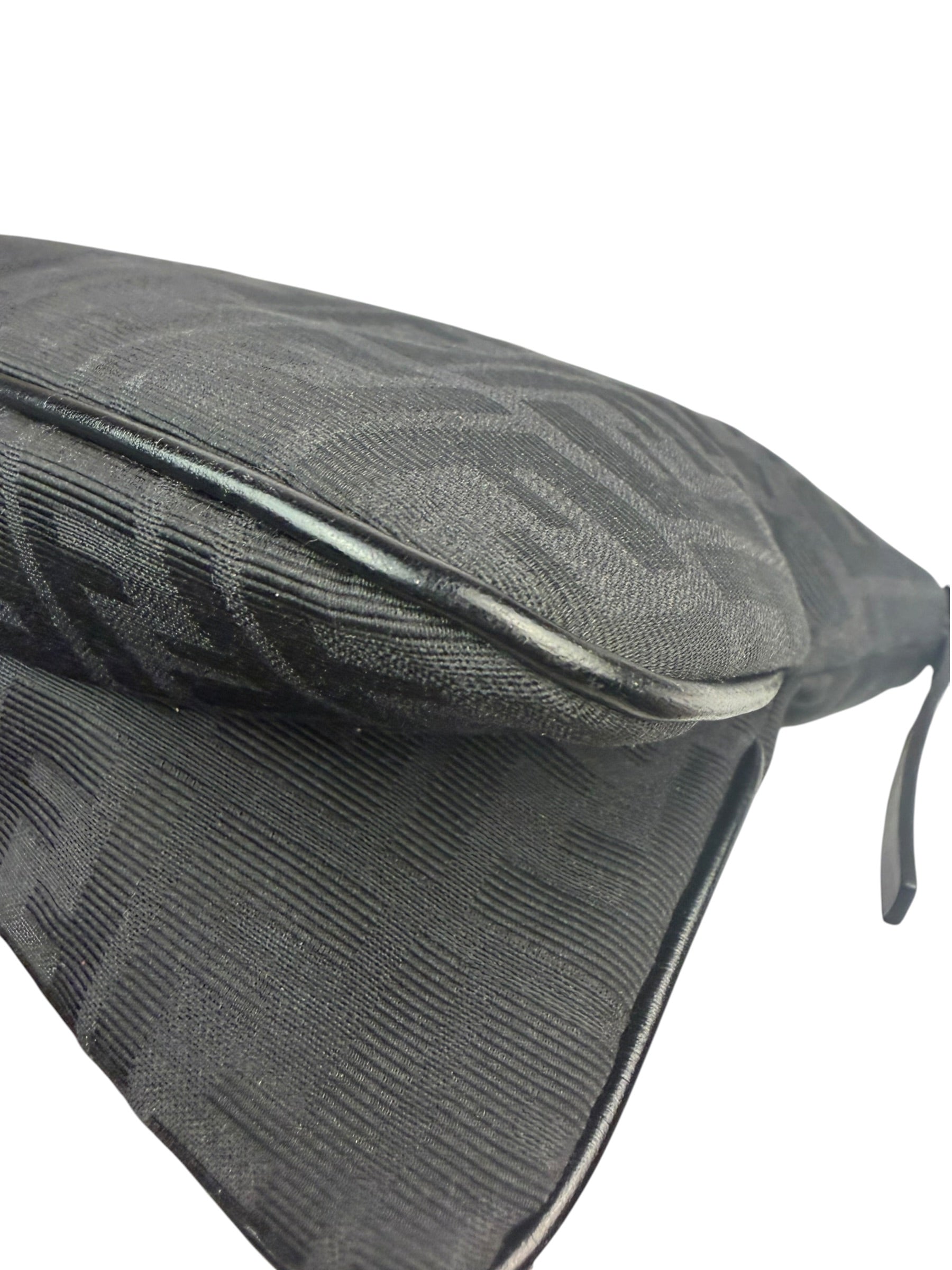Fendi Black Leather Trim Zucca Mamma Baguette